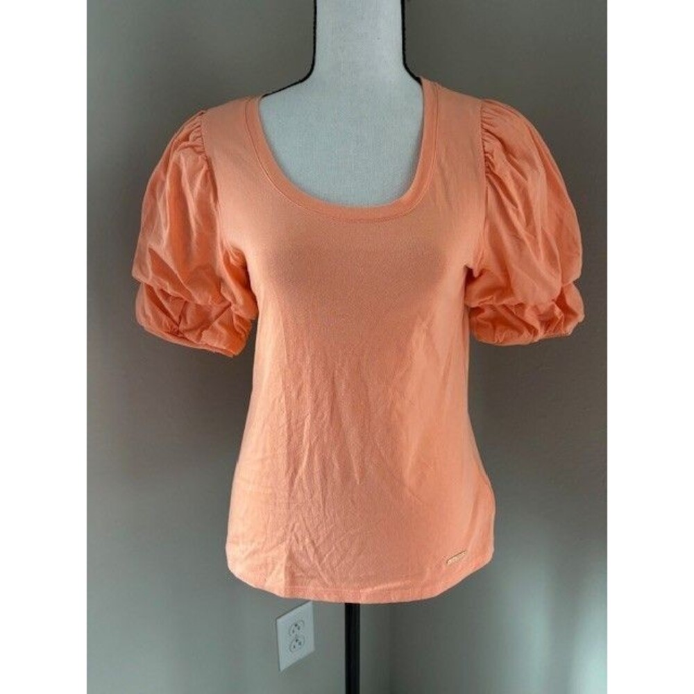 Nine West Cantaloupe Knit Top Sz XS Puffy Sleeve T-Shirt NWT